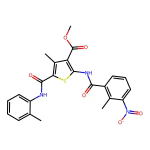 methyl 2-({3-nitro-2-methylbenzoyl}amino)-4-methyl-5-(2-toluidinocarbonyl)thiophene-3-carboxylate structure
