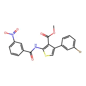 Methyl 4-(3-bromophenyl)-2-({3-nitrobenzoyl}amino)thiophene-3-carboxylate structure