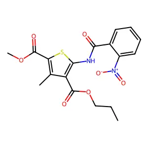 2-Methyl 4-propyl 5-({2-nitrobenzoyl}amino)-3-methyl-2,4-thiophenedicarboxylate structure