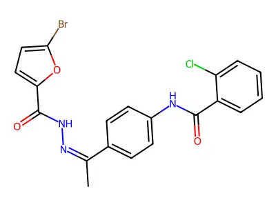 5-bromo-N-[(Z)-1-[4-[(2-chlorobenzoyl)amino]phenyl]ethylideneamino]furan-2-carboxamide structure