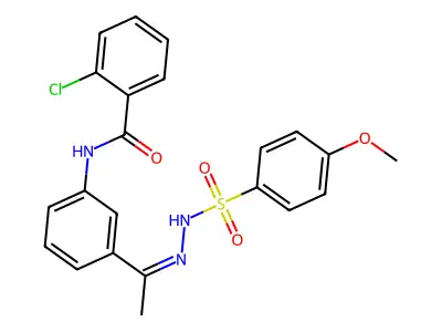 2-chloro-N-(3-{N-[(4-methoxyphenyl)sulfonyl]ethanehydrazonoyl}phenyl)benzamide structure