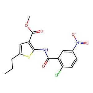 Methyl 2-[(2-chloro-5-nitrobenzoyl)amino]-5-propylthiophene-3-carboxylate structure
