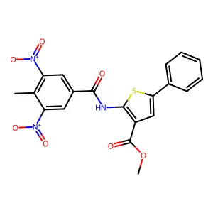 Methyl 2-({3,5-bisnitro-4-methylbenzoyl}amino)-5-phenylthiophene-3-carboxylate structure