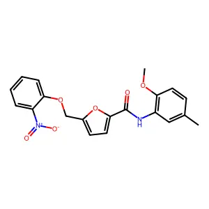 N-(2-methoxy-5-methylphenyl)-5-[(2-nitrophenoxy)methyl]furan-2-carboxamide structure