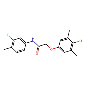 2-(4-chloro-3,5-dimethylphenoxy)-N-(3-fluoro-4-methylphenyl)acetamide structure