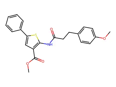Methyl 2-[3-(4-methoxyphenyl)propanoylamino]-5-phenylthiophene-3-carboxylate structure
