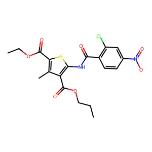 2-ethyl 4-propyl 5-({2-chloro-4-nitrobenzoyl}amino)-3-methyl-2,4-thiophenedicarboxylate structure