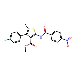 methyl 4-(4-fluorophenyl)-2-({4-nitrobenzoyl}amino)-5-methylthiophene-3-carboxylate structure