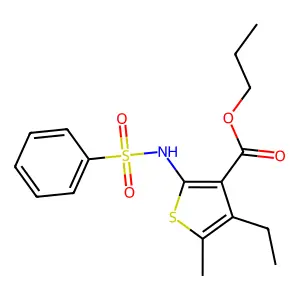 Propyl 4-ethyl-5-methyl-2-[(phenylsulfonyl)amino]thiophene-3-carboxylate structure