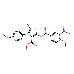 methyl 2-[(4-methoxy-3-nitrobenzoyl)amino]-4-(4-methoxyphenyl)-5-methylthiophene-3-carboxylate structure