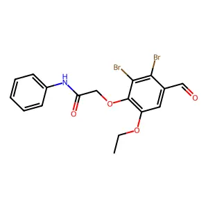 2-(2,3-dibromo-6-ethoxy-4-formylphenoxy)-N-phenylacetamide structure