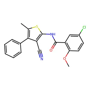 5-chloro-N-(3-cyano-5-methyl-4-phenylthiophen-2-yl)-2-methoxybenzamide structure