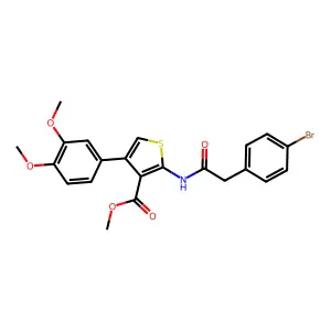 methyl 2-[[2-(4-bromophenyl)acetyl]amino]-4-(3,4-dimethoxyphenyl)thiophene-3-carboxylate structure