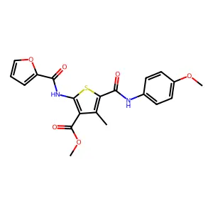methyl 2-(2-furoylamino)-5-[(4-methoxyanilino)carbonyl]-4-methylthiophene-3-carboxylate structure
