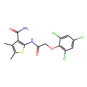 4,5-Dimethyl-2-{[(2,4,6-trichlorophenoxy)acetyl]amino}-3-thiophenecarboxamide structure