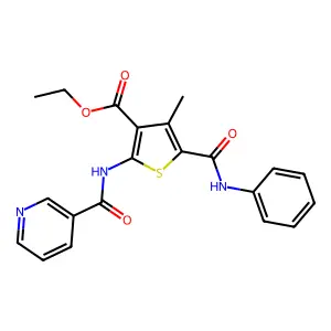ethyl 4-methyl-5-(phenylcarbamoyl)-2-(pyridine-3-carbonylamino)thiophene-3-carboxylate structure