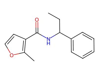 2-methyl-N-(1-phenylpropyl)furan-3-carboxamide structure
