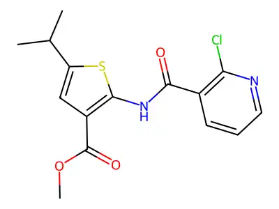 methyl 2-[(2-chloropyridine-3-carbonyl)amino]-5-propan-2-ylthiophene-3-carboxylate structure