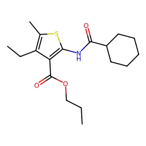 Propyl 2-(cyclohexanecarbonylamino)-4-ethyl-5-methylthiophene-3-carboxylate structure