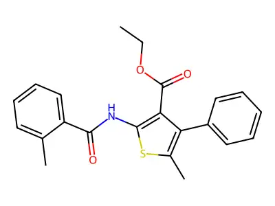 Ethyl 5-methyl-2-[(2-methylbenzoyl)amino]-4-phenylthiophene-3-carboxylate structure