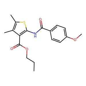 Propyl 2-[(4-methoxybenzoyl)amino]-4,5-dimethylthiophene-3-carboxylate structure