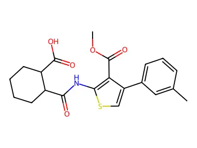 2-[[3-methoxycarbonyl-4-(3-methylphenyl)thiophen-2-yl]carbamoyl]cyclohexane-1-carboxylic acid structure