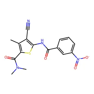 4-cyano-5-({3-nitrobenzoyl}amino)-N,N,3-trimethylthiophene-2-carboxamide structure