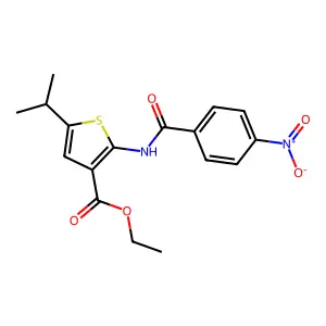 Ethyl 2-[(4-nitrobenzoyl)amino]-5-propan-2-ylthiophene-3-carboxylate structure