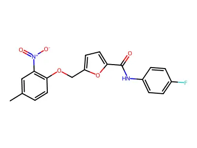 N-(4-fluorophenyl)-5-[(4-methyl-2-nitrophenoxy)methyl]furan-2-carboxamide structure