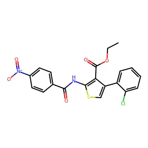 Ethyl 4-(2-chlorophenyl)-2-({4-nitrobenzoyl}amino)thiophene-3-carboxylate structure