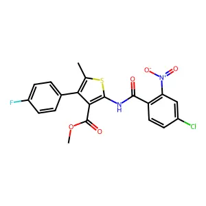 methyl 2-[(4-chloro-2-nitrobenzoyl)amino]-4-(4-fluorophenyl)-5-methylthiophene-3-carboxylate structure