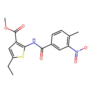 Methyl 5-ethyl-2-[(4-methyl-3-nitrobenzoyl)amino]thiophene-3-carboxylate structure