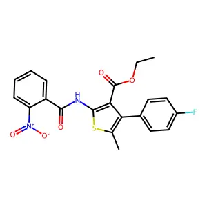ethyl 4-(4-fluorophenyl)-5-methyl-2-[(2-nitrobenzoyl)amino]thiophene-3-carboxylate structure