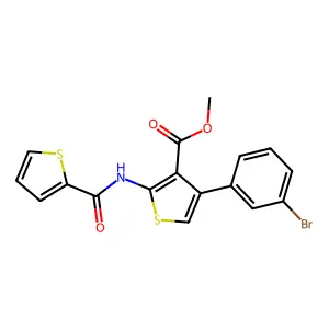 Methyl 4-(3-bromophenyl)-2-(thiophene-2-carbonylamino)thiophene-3-carboxylate structure