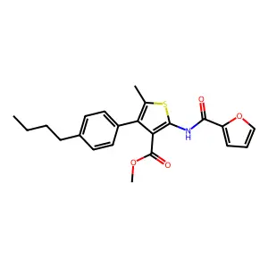 Methyl 4-(4-butylphenyl)-2-(2-furoylamino)-5-methylthiophene-3-carboxylate structure