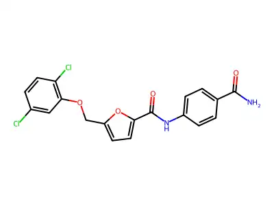 N-(4-carbamoylphenyl)-5-[(2,5-dichlorophenoxy)methyl]furan-2-carboxamide structure