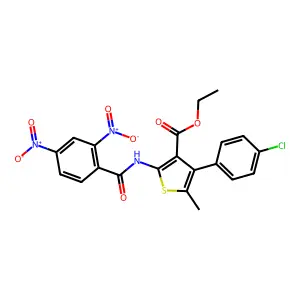 ethyl 2-({2,4-bisnitrobenzoyl}amino)-4-(4-chlorophenyl)-5-methylthiophene-3-carboxylate structure