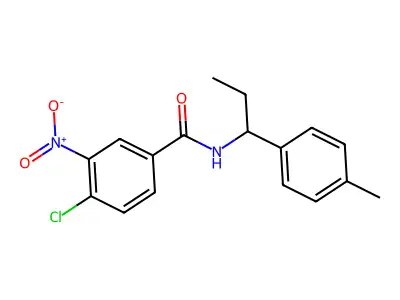 4-chloro-N-[1-(4-methylphenyl)propyl]-3-nitrobenzamide structure
