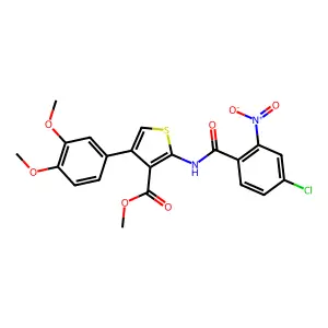 methyl 2-({4-chloro-2-nitrobenzoyl}amino)-4-(3,4-dimethoxyphenyl)thiophene-3-carboxylate structure