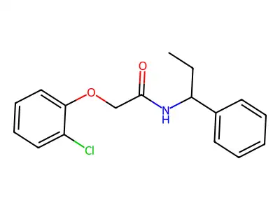 2-(2-chlorophenoxy)-N-(1-phenylpropyl)acetamide structure