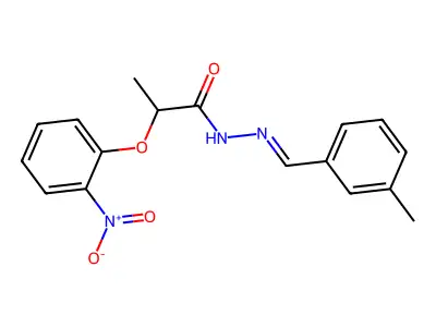 N-[(3-methylphenyl)methylideneamino]-2-(2-nitrophenoxy)propanamide structure