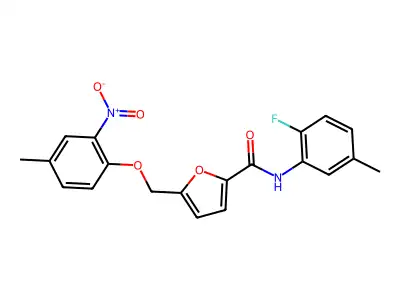 N-(2-fluoro-5-methylphenyl)-5-[(4-methyl-2-nitrophenoxy)methyl]furan-2-carboxamide structure