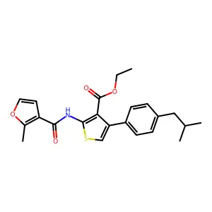 ethyl 2-[(2-methylfuran-3-carbonyl)amino]-4-[4-(2-methylpropyl)phenyl]thiophene-3-carboxylate structure