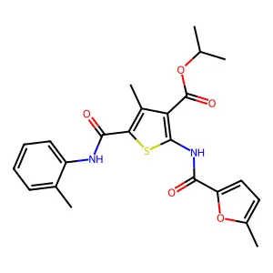 isopropyl 4-methyl-2-[(5-methyl-2-furoyl)amino]-5-(2-toluidinocarbonyl)thiophene-3-carboxylate structure