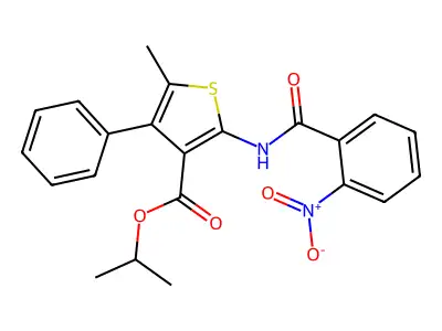 Propan-2-yl 5-methyl-2-[(2-nitrobenzoyl)amino]-4-phenylthiophene-3-carboxylate structure