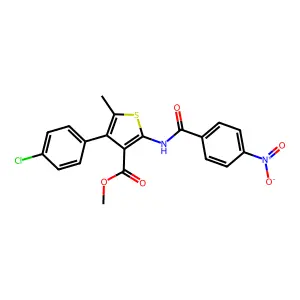 methyl 4-(4-chlorophenyl)-2-({4-nitrobenzoyl}amino)-5-methylthiophene-3-carboxylate structure