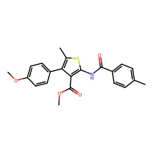 methyl 4-(4-methoxyphenyl)-5-methyl-2-[(4-methylbenzoyl)amino]thiophene-3-carboxylate structure