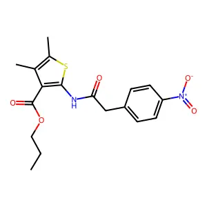 Propyl 4,5-dimethyl-2-[[2-(4-nitrophenyl)acetyl]amino]thiophene-3-carboxylate structure