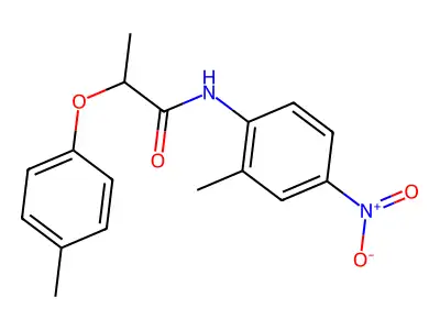 N-(2-methyl-4-nitrophenyl)-2-(4-methylphenoxy)propanamide structure