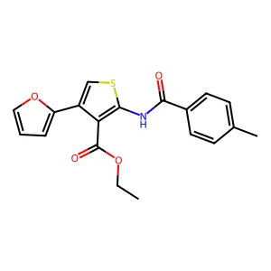 Ethyl 4-(2-furyl)-2-[(4-methylbenzoyl)amino]thiophene-3-carboxylate structure
